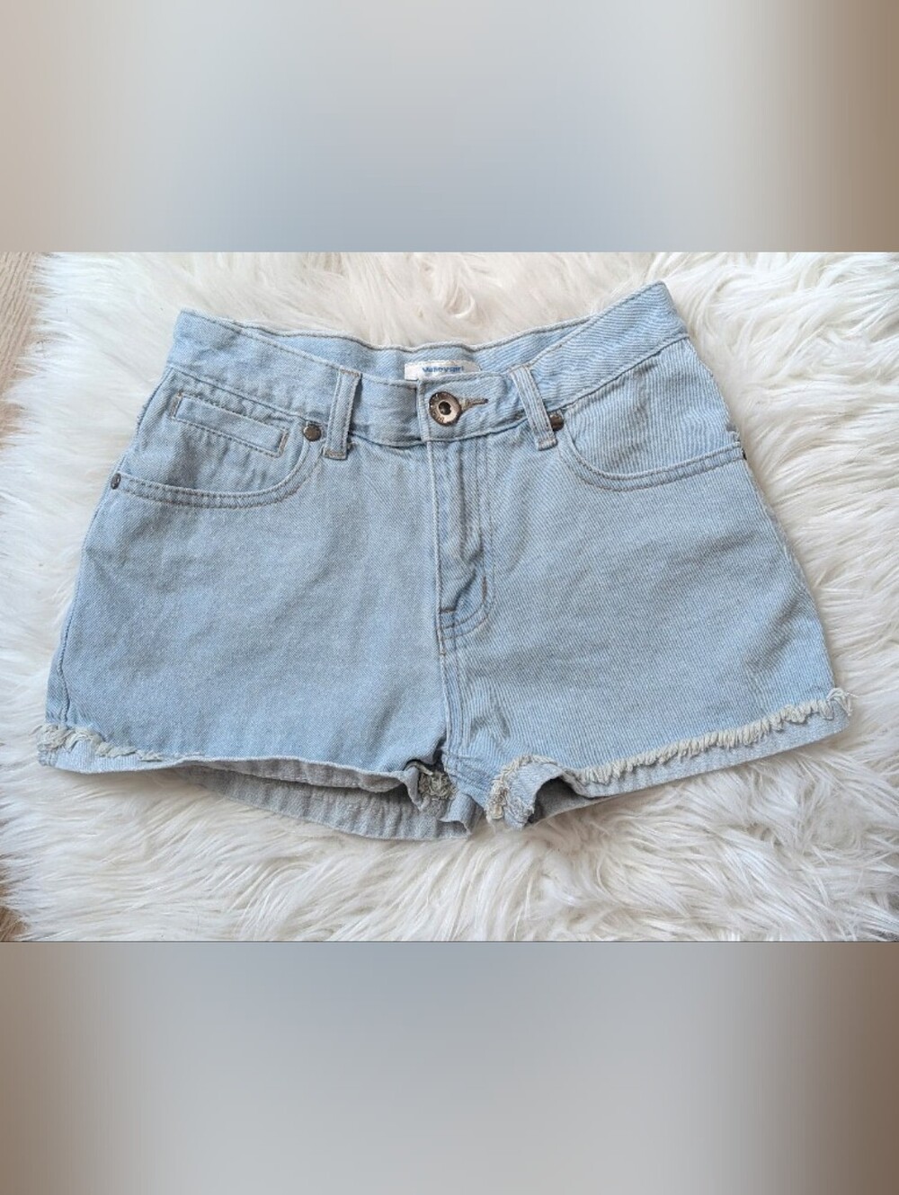 ValleyGirl High Rise Light Wash Denim Mom Shorts Cuffed US 2